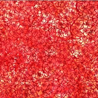 Tissu batik petites fleurs rouge framboise