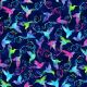 Tissu patchwork silhouettes de colibris fond marine - Hummingbird Heaven