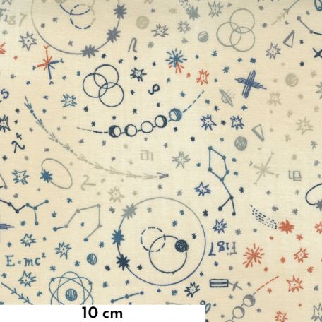 Tissu patchwork crème symboles d'astronome colorés - Astra de Janet Clare