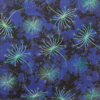 Tissu Patchwork bleu pissenlits dans le vent - Flower in the Wind
