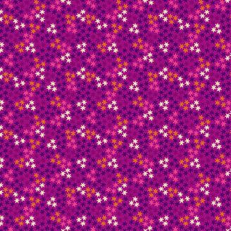 Tissu patchwork étoiles fond fuchsia - Henna