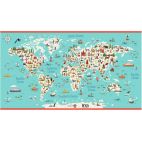 Panneau de tissu patchwork Planisphère - Around the world