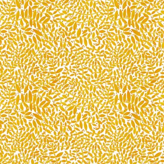 Tissu Patchwork fougères jaunes fond blanc - Folkscapes