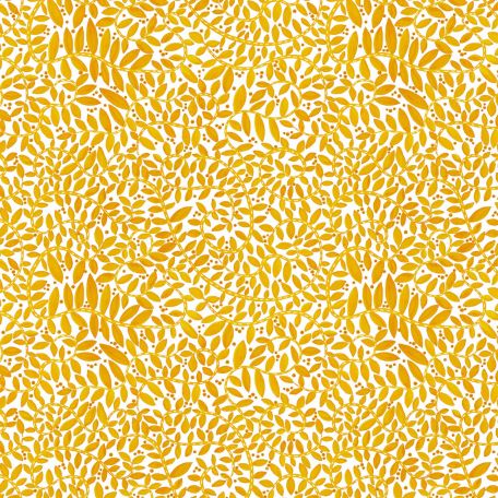 Tissu Patchwork fougères jaunes fond blanc - Folkscapes