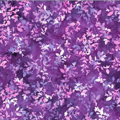 Tissu batik feuillage violet