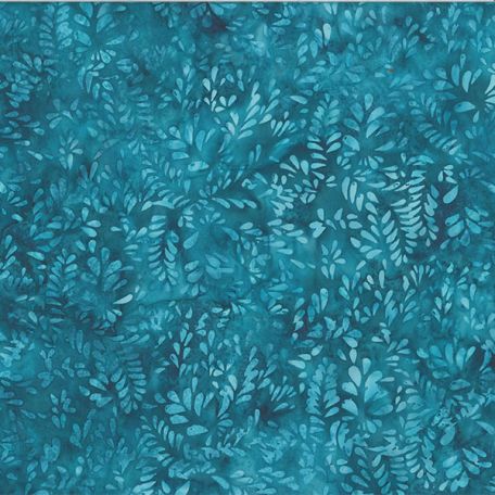Tissu Batik feuilles en épi bleu canard