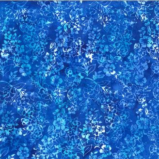 Tissu batik plante fleurie bleu saphir