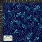Tissu Patchwork fougères fond marine - Jungle Birdie