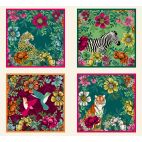Panneau de tissu patchwork vignettes animaux - Jewel Tones