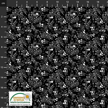 Tissu patchwork explosion florale fond noir - Filippa's Line
