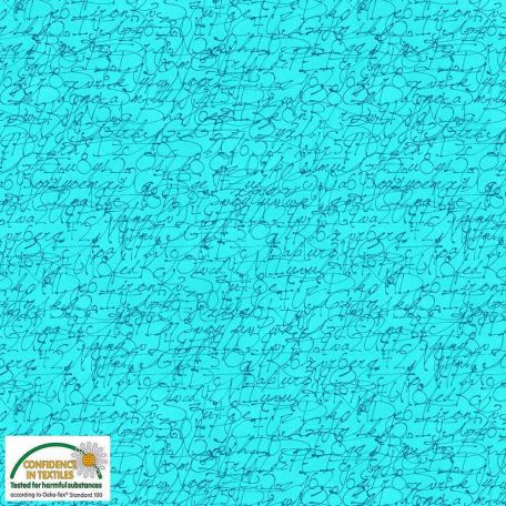Tissu Patchwork écritures manuscrites turquoise - Quilters Coordinates 45