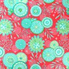 Tissu patchwork fleurs bleues fond fraise - Coral Queen of the sea