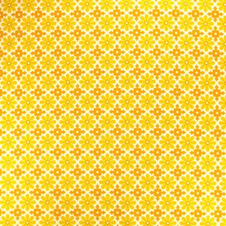 Tissu Patchwork fleurs jaunes fond blanc 60's - Ginger Snap