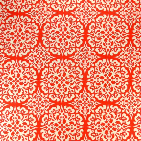 Tissu Patchwork flocon fond rouge - Ginger Snap