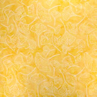 Tissu batik feuilles de ginkgo jaune beurre