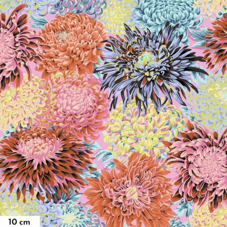 Tissu Philip Jacobs chrysanthèmes japonais rose douceur PJ041