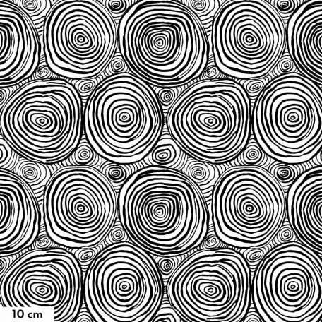 Tissu patchwork Brandon Mably Cercles concentriques noir et blanc