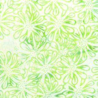 Tissu batik grands pétales vert lime