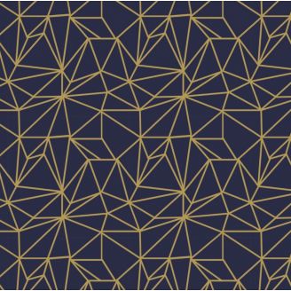 Tissu patchwork motif art déco bleu marine