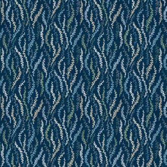 Tissu patchwork lianes fond bleu foncé - Sapphire blossoms