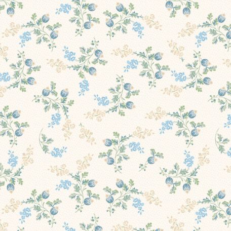 Tissu patchwork boutons de fleurs fond crème - Sapphire blossoms