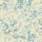 Tissu patchwork roses anciennes bleues fond écru - BlueBird d'Edyta Sitar