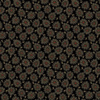 Tissu patchwork feuille fond noir - Bella Rose de Renee Nanneman
