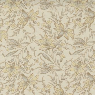 Tissu patchwork fleurs jaune pâle fond platine - Regency Somerset Blues