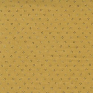 Tissu patchwork trio de petites feuilles fond jaune moutarde - Regency Somerset Blues