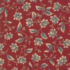 Tissu patchwork fleurs bleues fond rouge foncé - Nancy's Needle de Betsy Chutchian