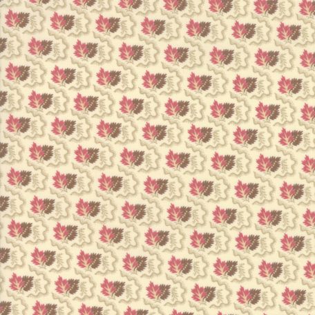 Tissu patchwork feuilles chocolat et framboise fond écru - Nancy's Needle de Betsy Chutchian