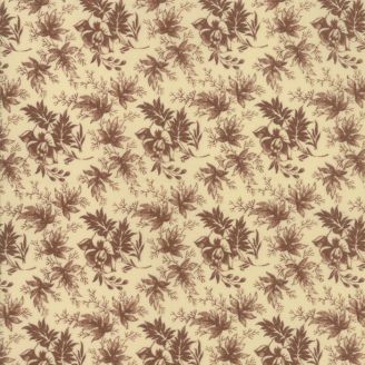 Tissu patchwork bouquet chocolat fond crème - Harriet's Handwork de Betsy Chutchian