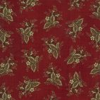 Tissu patchwork fleur à feuilles marron fond rouge foncé - Maria's Sky de Betsy Chutchian