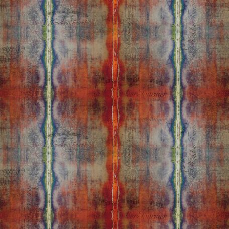 Tissu patchwork rayures de teintures rouge bleu - Abandoned II de Tim Holtz 