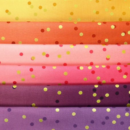 6 coupons de tissus dégradés Ombre Confetti - couleurs chaudes