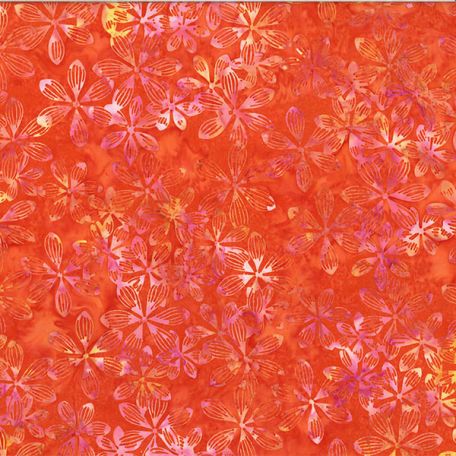 Tissu batik fleur rouge tomate