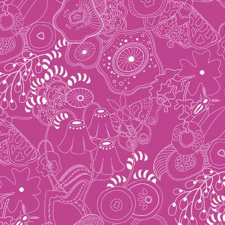 Tissu patchwork flore et faune magenta- Sunprints 2022 d'Alison Glass