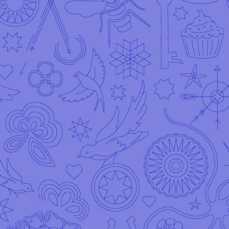 Tissu patchwork dessins bleuet - Sunprints 2022 d'Alison Glass