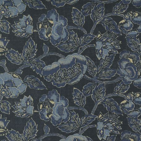 Tissu patchwork fleurs bleu indigo - YuKata de Debbie Maddy