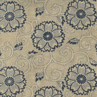 Tissu patchwork oeillets sable et indigo - Yukata de Debbie Maddy