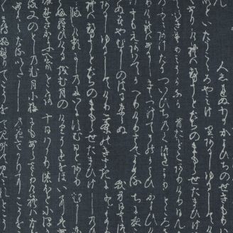Tissu patchwork écritures japonaises bleu indigo - Yukata de Debbie Maddy