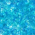 Tissu batik fleurs ton-sur-ton bleu aqua