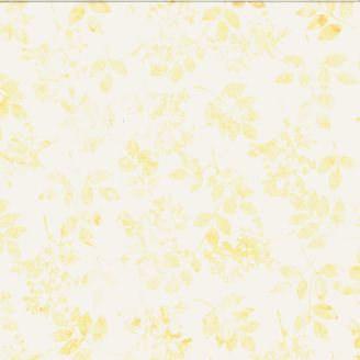 Tissu batik feuilles en rameaux jaune pâle