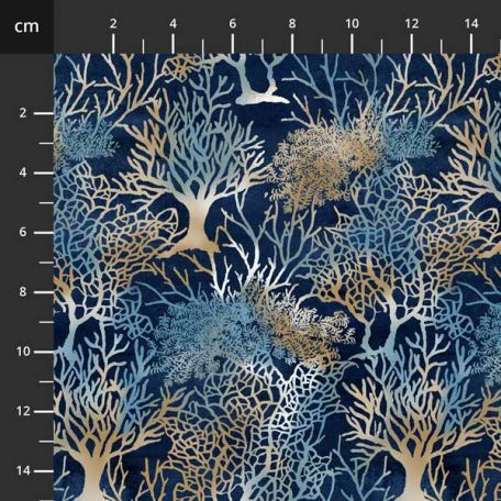 Tissu patchwork coraux bleu marine - Seaside Serenity