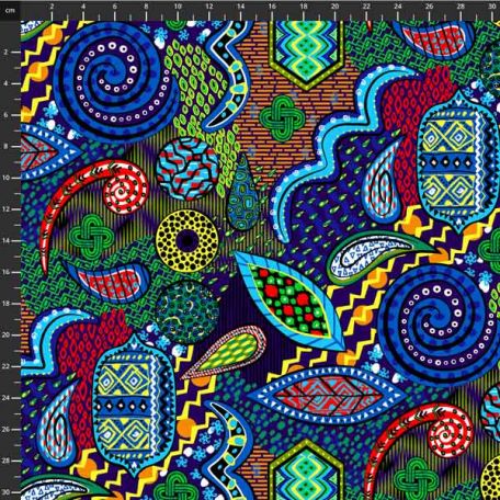 Tissu patchwork tribal bleu - Savannah Sunrise