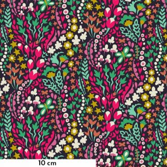 Tissu patchwork couvert de fleurs mutlicolore minuit - Eden