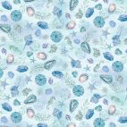 Tissu patchwork coquillages bleu ciel - Salt & Sea