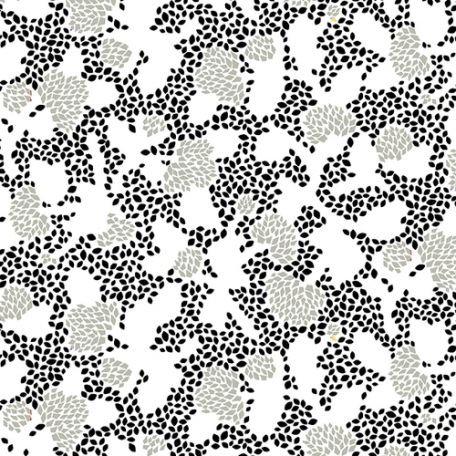 Tissu patchwork grande largeur Geo Floral blanc et noir (270 cm)