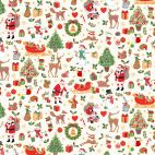 Tissu patchwork ambiance de Noël fond écru - Christmas Merry