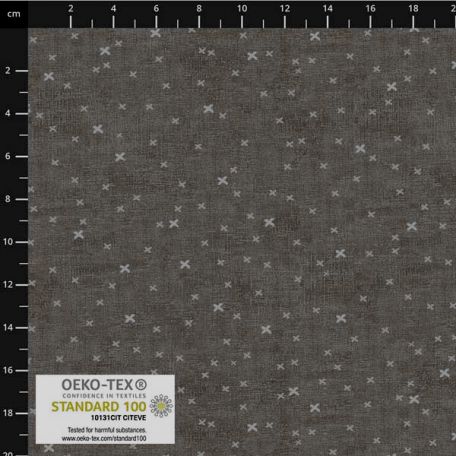Tissu patchwork petite croix ton sur ton gris anthracite - Basically